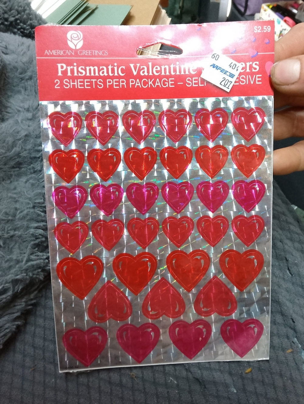 American Greetings Prismatic Valentine Heart Stickers - Red & Pink